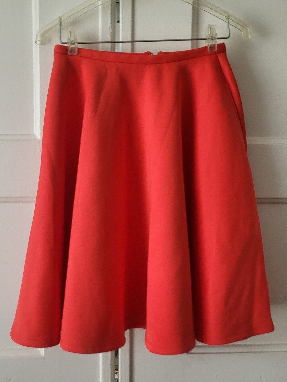 Ted Baker Neon Flamingo Red Scuba Circle Skirt Size 2